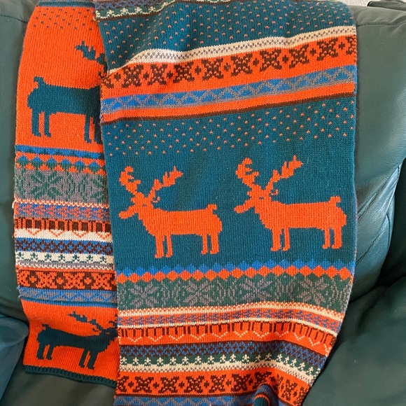 No Label Accessories - Festive Reindeer Sweater - Teal and Orange